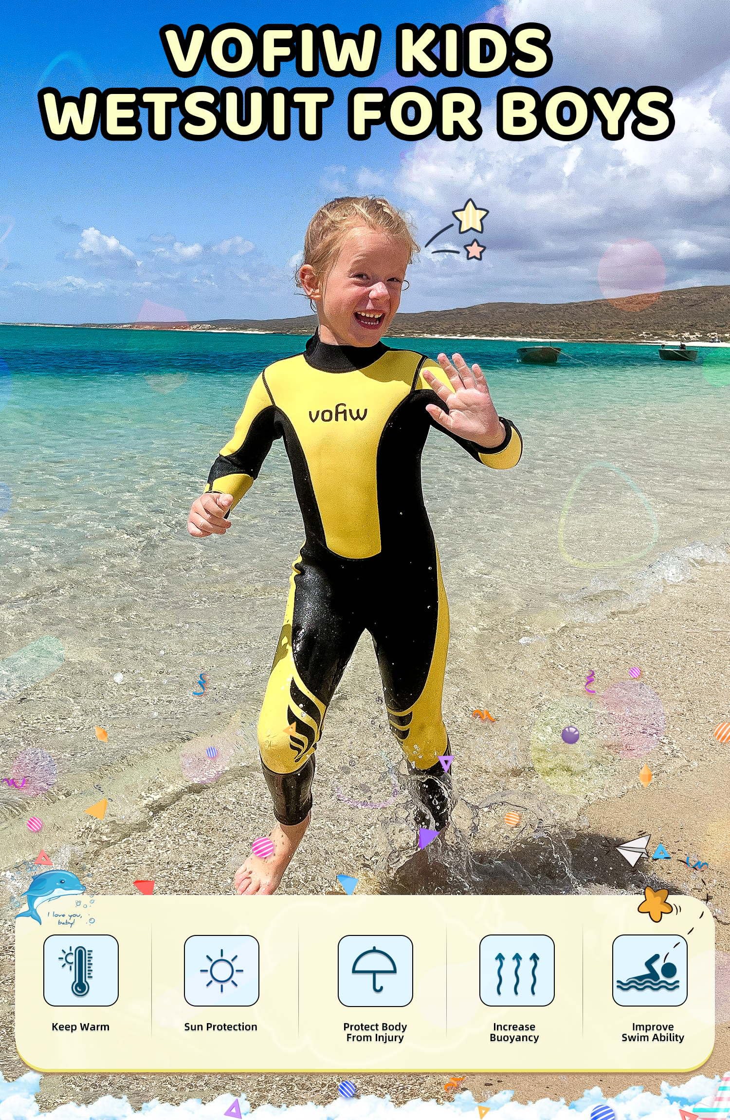 Snapklik.com : Vofiw Kids Wetsuit For Girls Boys Toddlers Youth